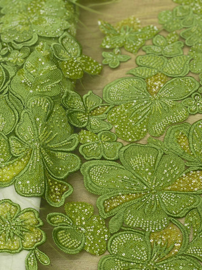 Broderie accesorizata cu paiete si margele , Verde Fistic - MODEL MELLY