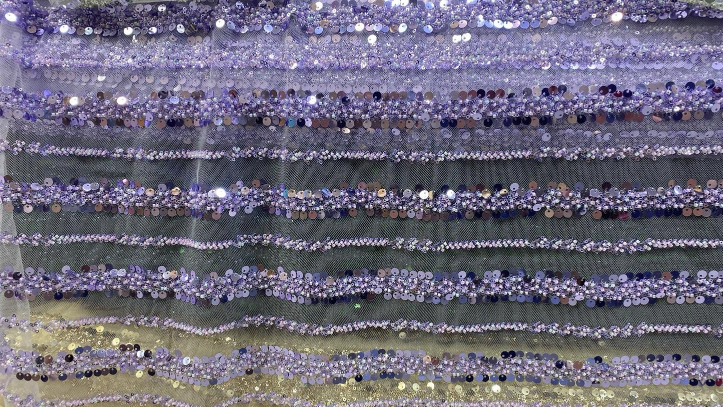 Broderie accesorizata cu paiete si margele, Mov Lila  - MODEL ANDA