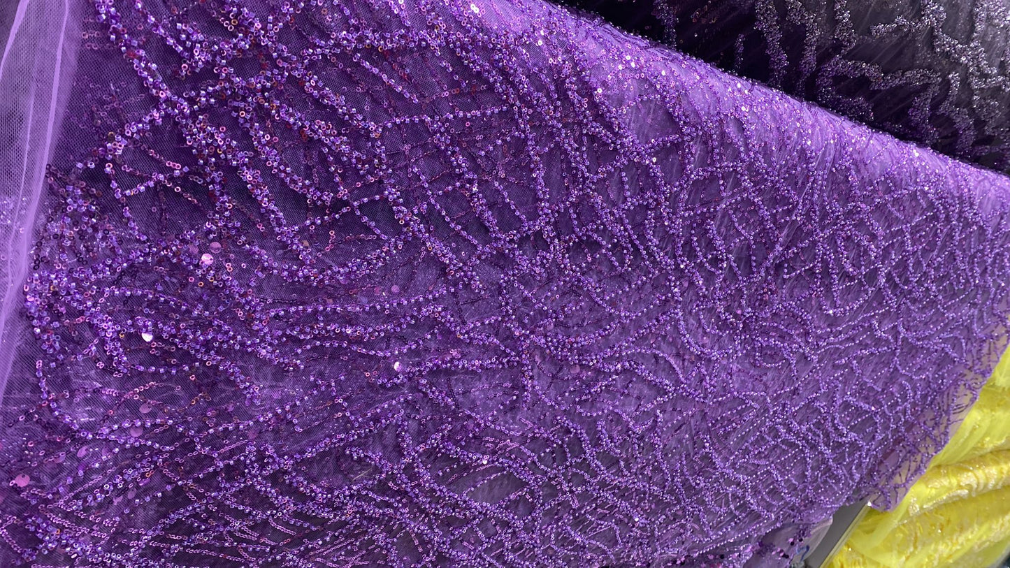 Broderie accesorizata cu paiete si margele , Mov- MODEL ALMA