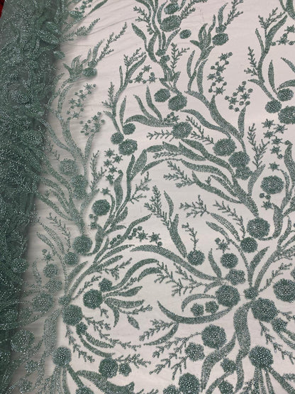 Broderie accesorizata cu margele, Verde Mint - MODEL SONIA
