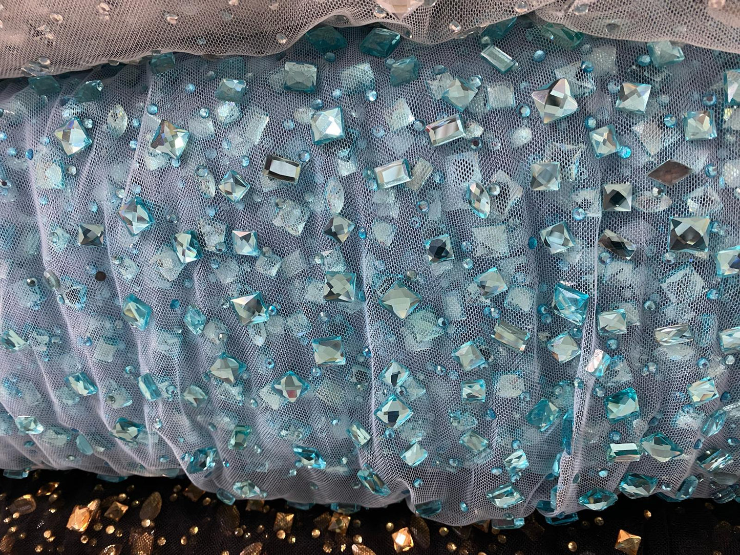 Tulle accesorizat cu pietre si cristale , Blue - MODEL KATE