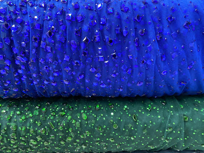 Tulle accesorizat cu pietre si cristale ,Verde- MODEL KATE