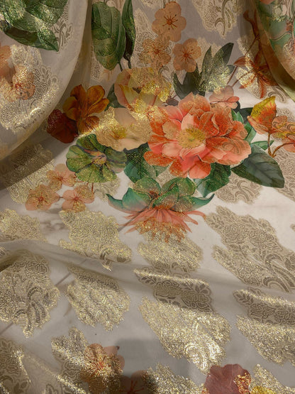 Voal din matase cu imprimeu floral - model 1