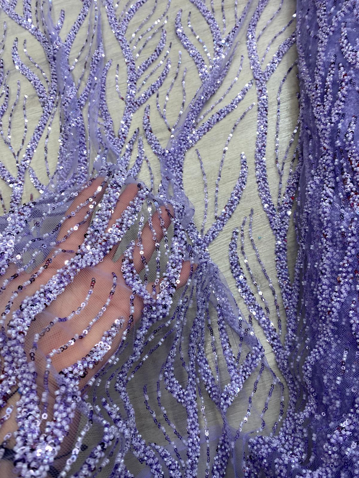 Broderie accesorizata cu paiete si margele, Mov Lila - MODEL BEAUTY