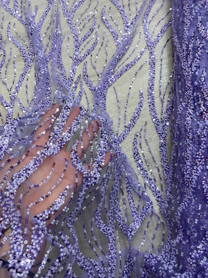 Broderie accesorizata cu paiete si margele, Mov Lila - MODEL BEAUTY