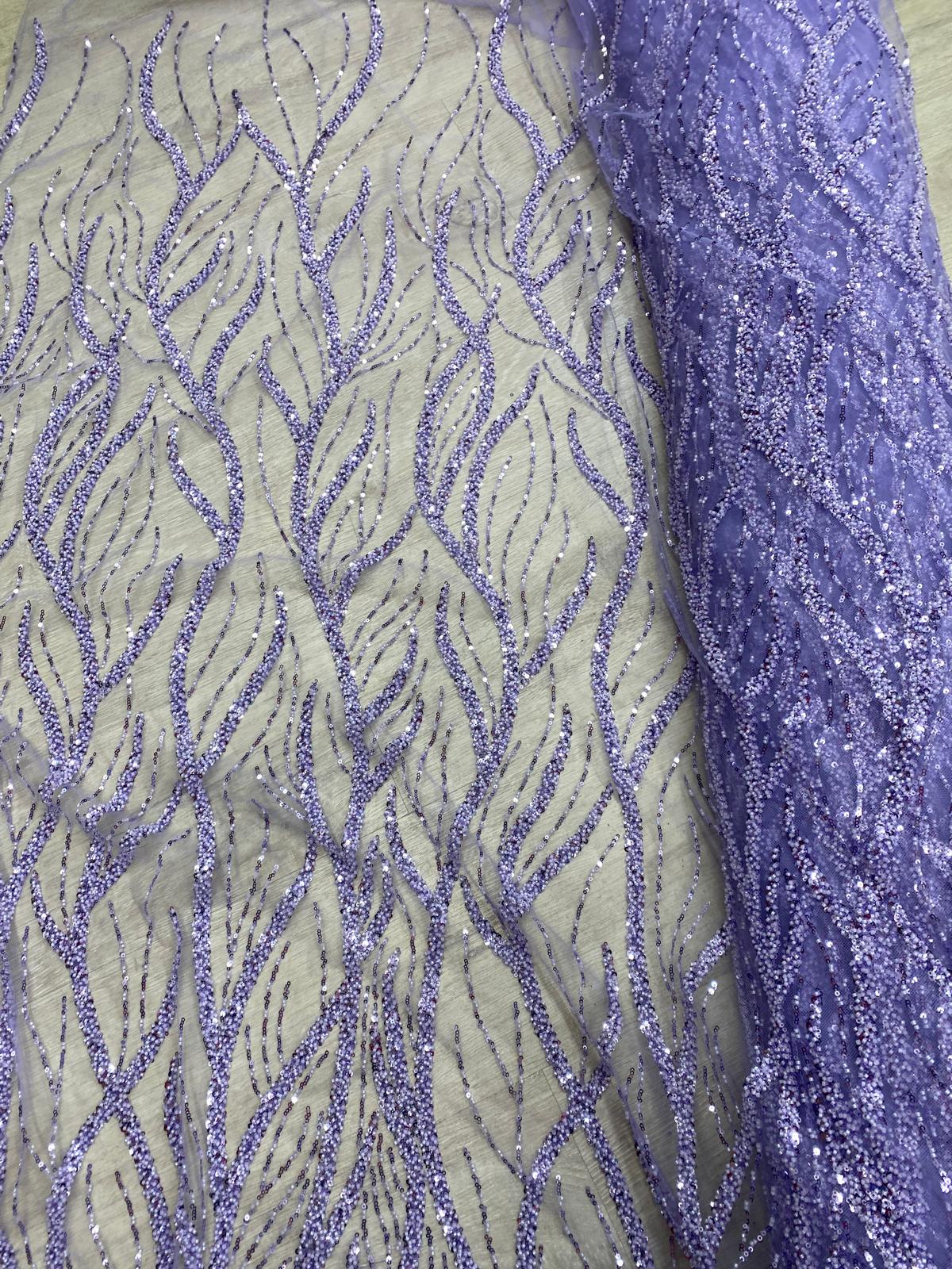 Broderie accesorizata cu paiete si margele, Mov Lila - MODEL BEAUTY