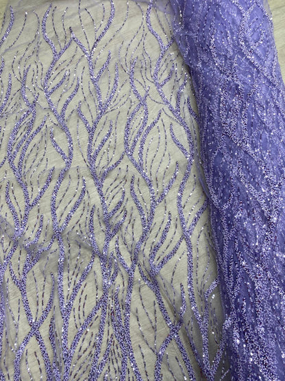 Broderie accesorizata cu paiete si margele, Mov Lila - MODEL BEAUTY