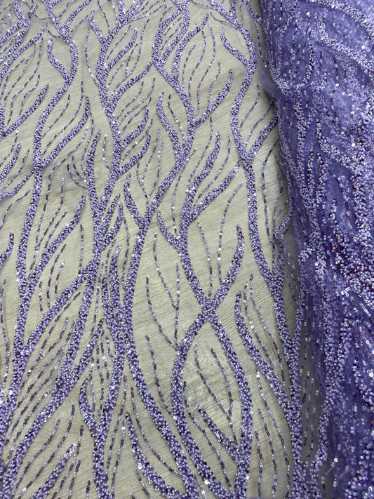 Broderie accesorizata cu paiete si margele, Mov Lila - MODEL BEAUTY