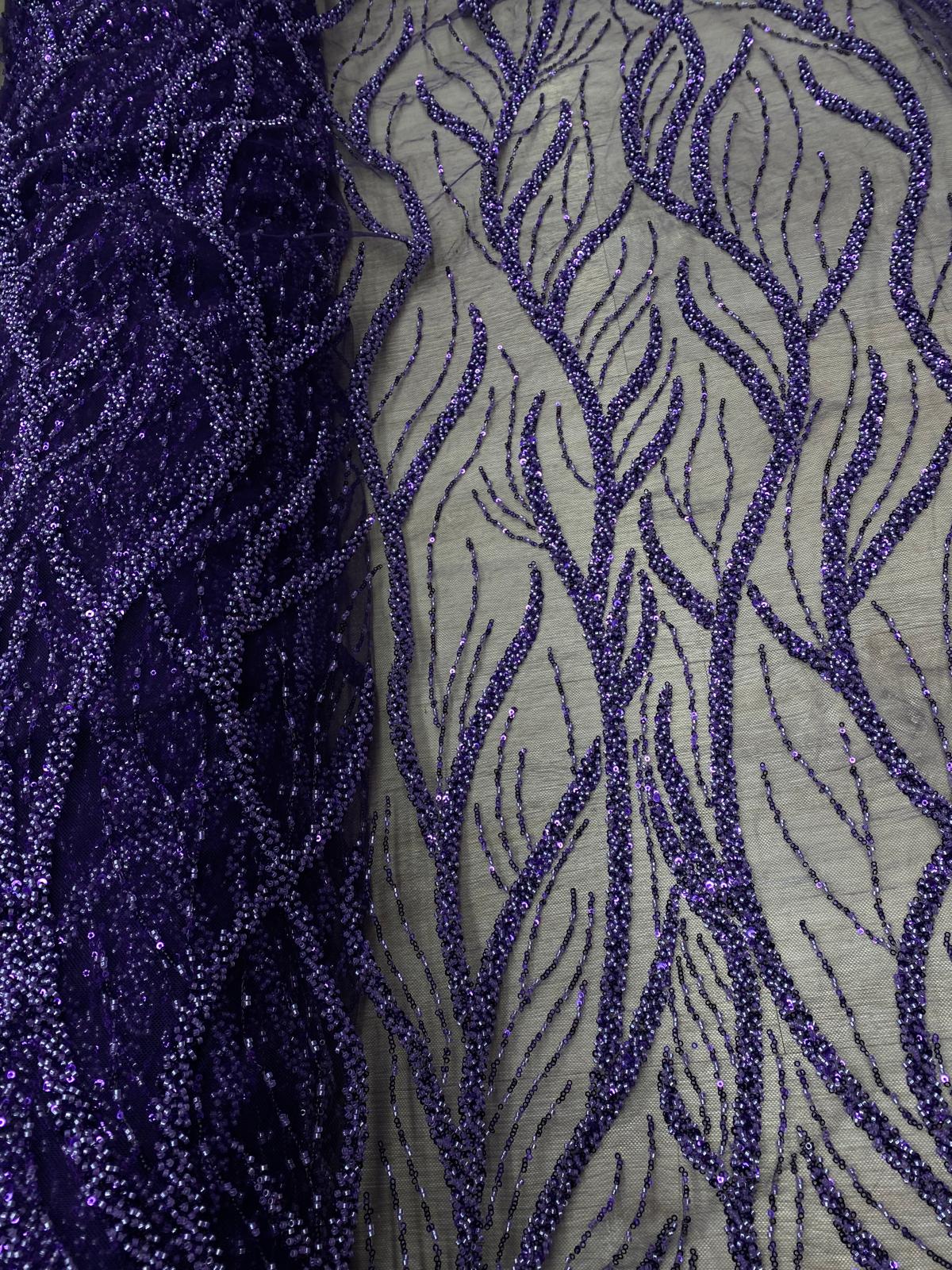 Broderie accesorizata cu paiete si margele, Mov - MODEL BEAUTY