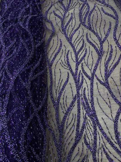 Broderie accesorizata cu paiete si margele, Mov - MODEL BEAUTY