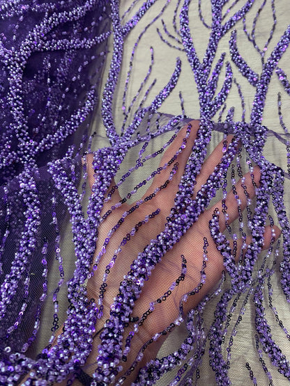 Broderie accesorizata cu paiete si margele, Mov - MODEL BEAUTY
