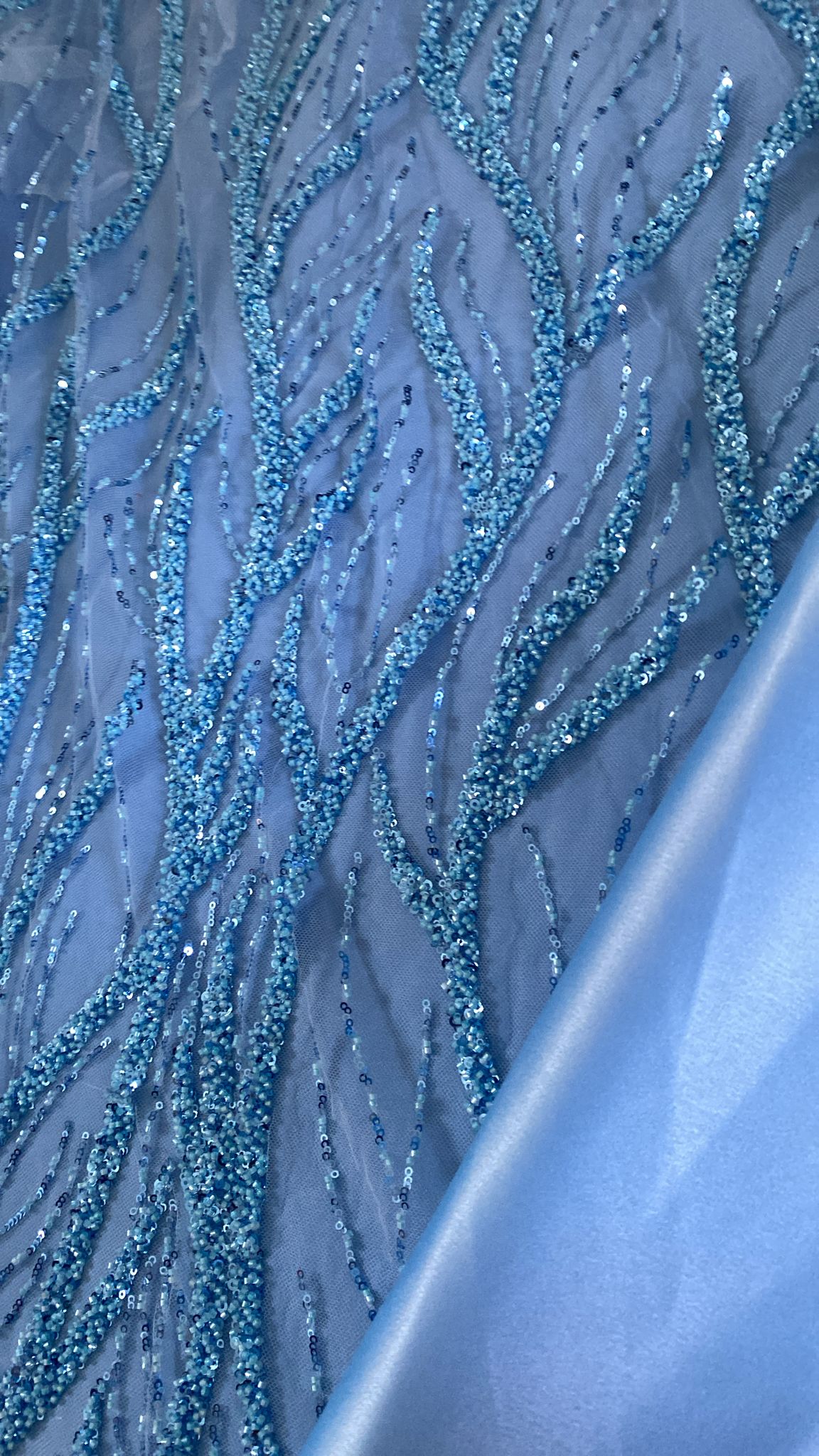 Broderie accesorizata cu paiete si margele, Blue - MODEL BEAUTY