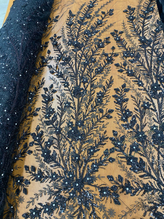 Broderie accesorizata cu paiete si margele , Negru - MODEL BIA