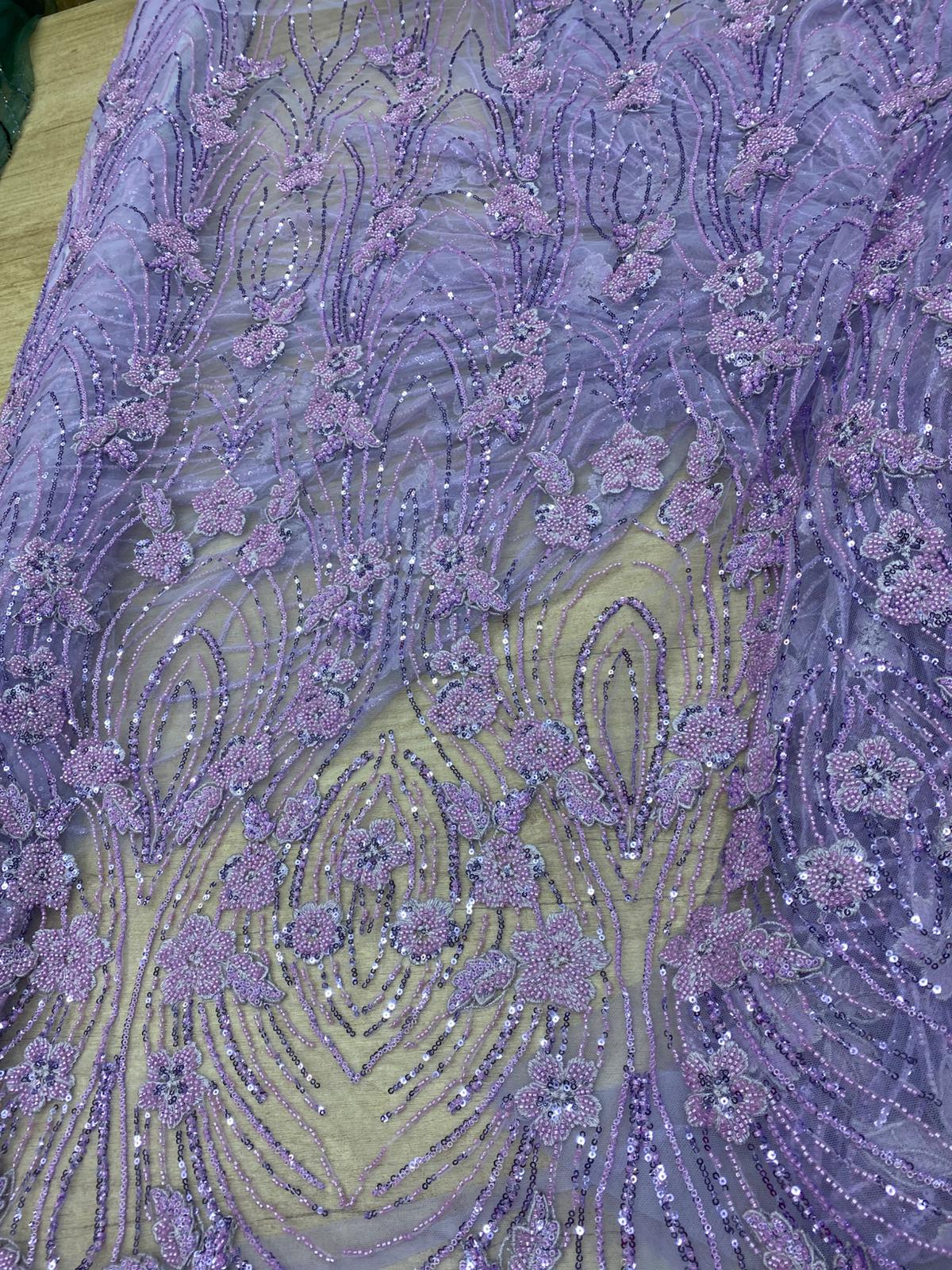 Broderie accesorizata cu paiete si margele, Mov Lila - MODEL AYA