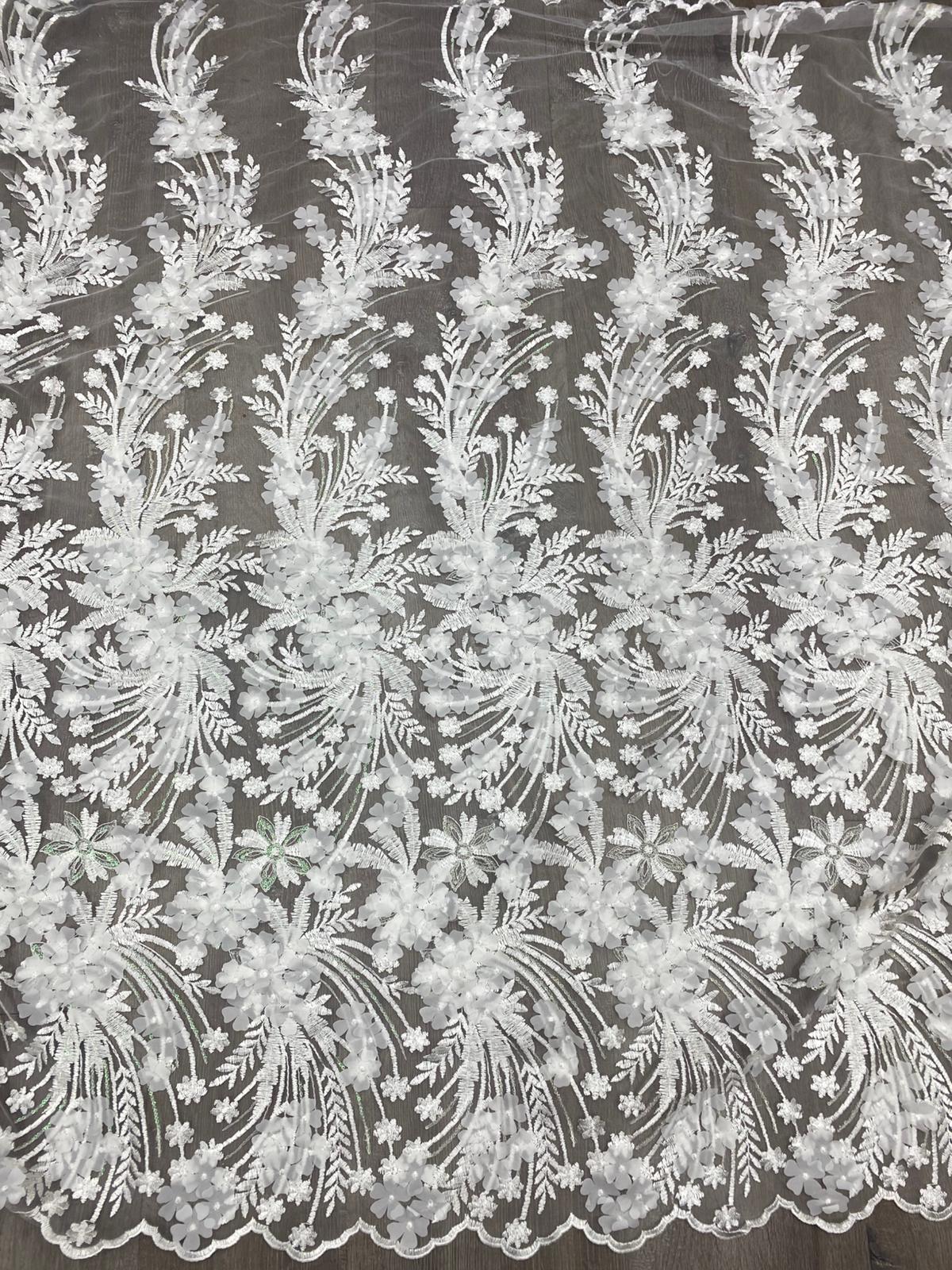 Broderie accesorizata cu paiete si margele ,Alb - MODEL NISA