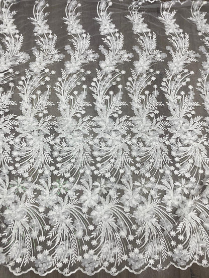Broderie accesorizata cu paiete si margele ,Alb - MODEL NISA