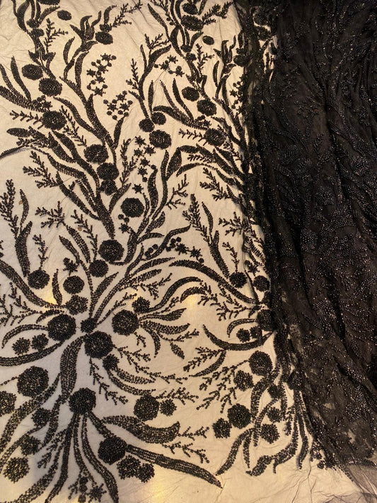 Broderie accesorizata cu margele, Negru - MODEL SONIA