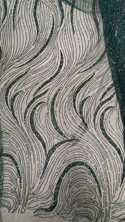 Broderie accesorizata cu paiete si margele, Verde - MODEL MIKY