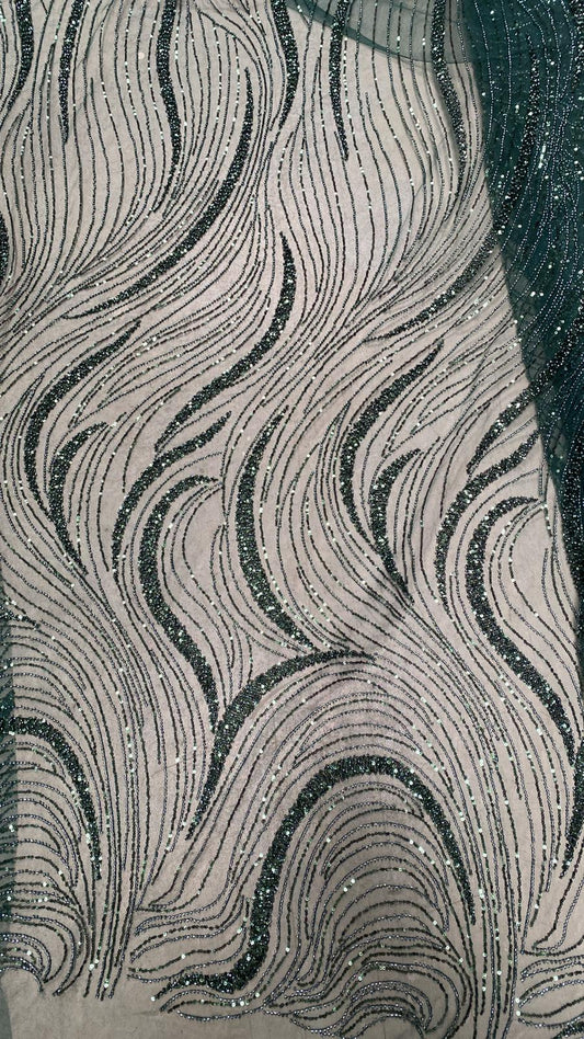 Broderie accesorizata cu paiete si margele, Verde - MODEL MIKY