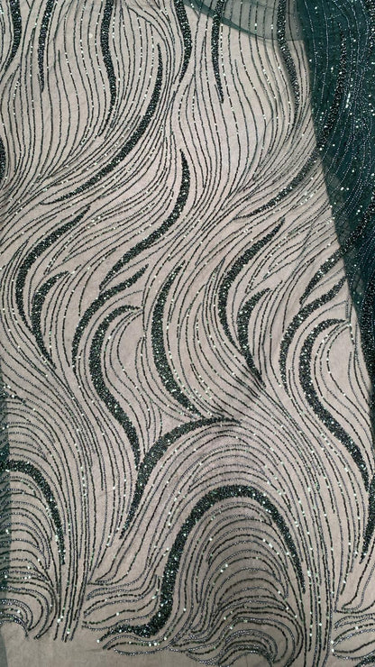Broderie accesorizata cu paiete si margele, Verde - MODEL MIKY