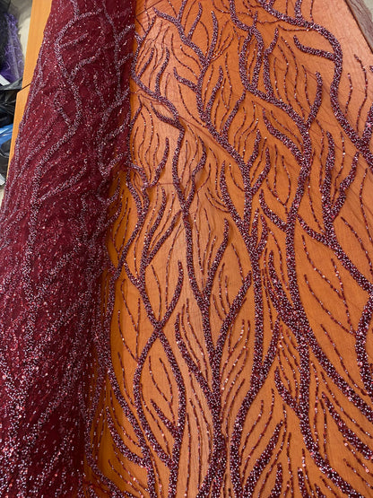 Broderie accesorizata cu paiete si margele, Visiniu - MODEL BEAUTY