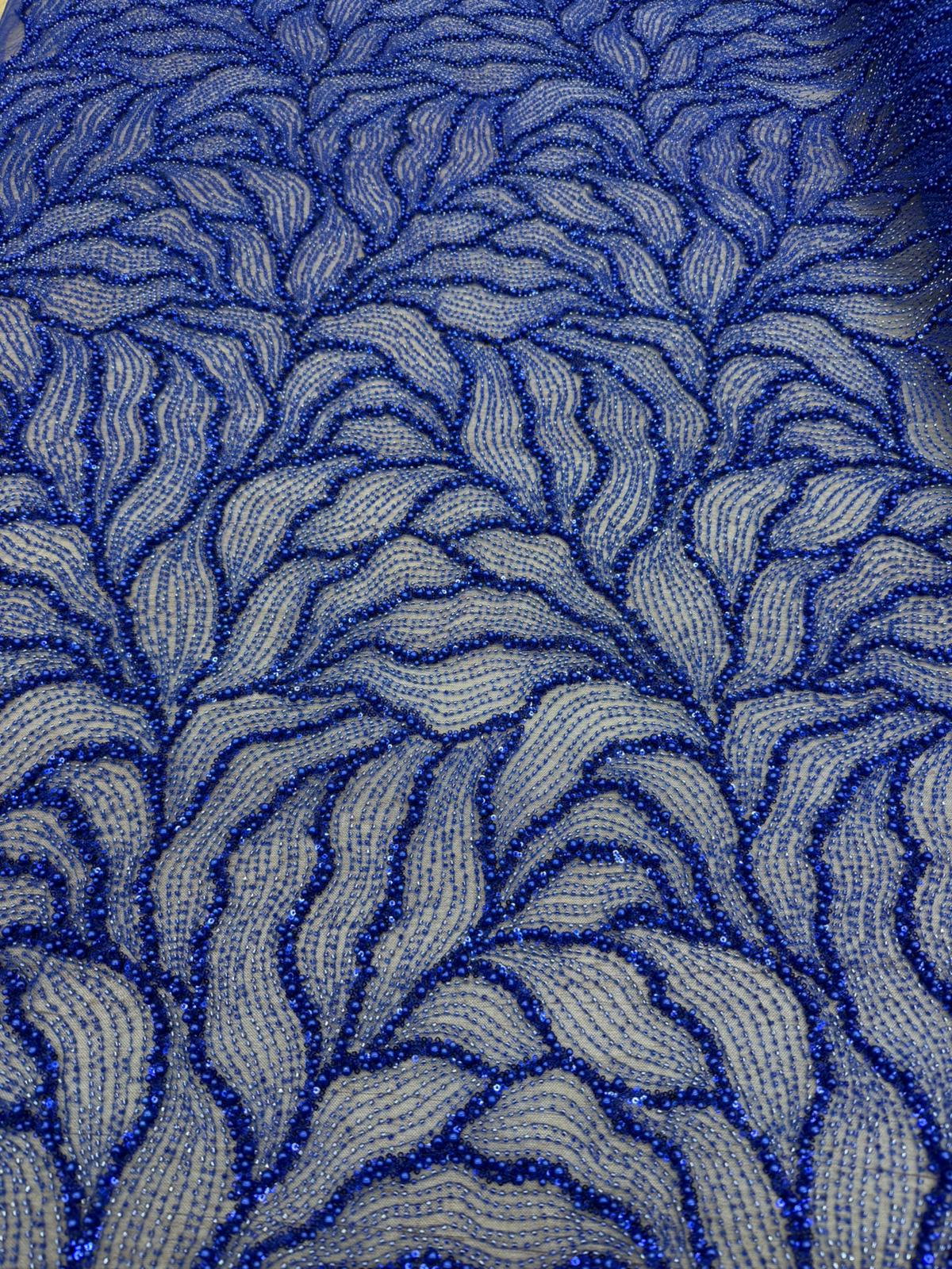 Broderie accesorizata cu margele, Albastru Royal  - MODEL ALE