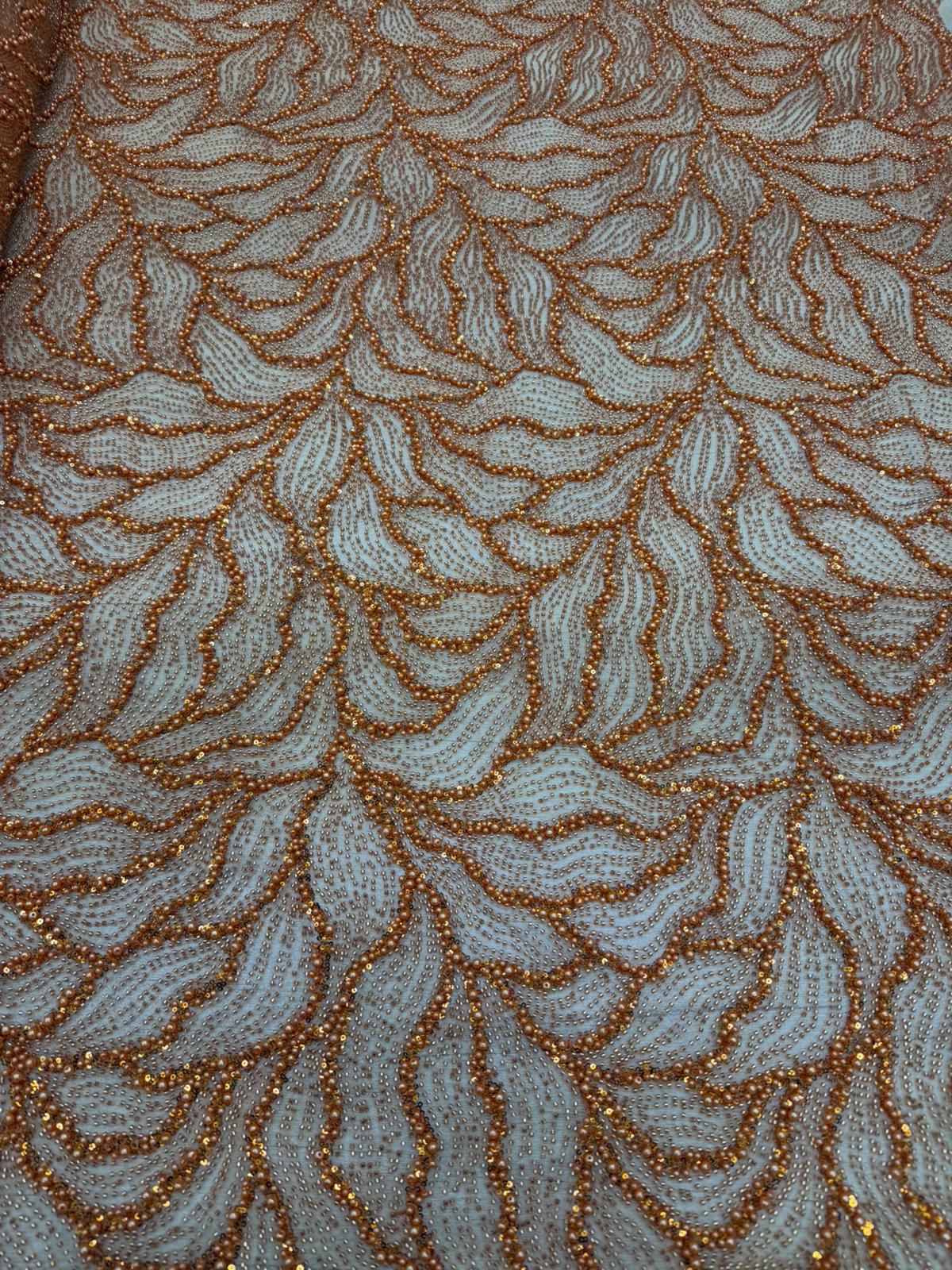 Broderie accesorizata cu margele, Auriu-Aramiu  - MODEL ALE