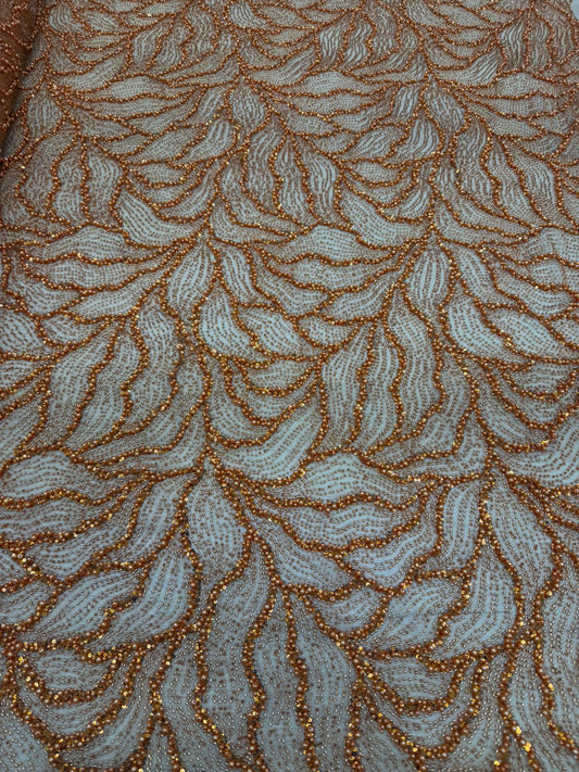 Broderie accesorizata cu margele, Auriu-Aramiu  - MODEL ALE