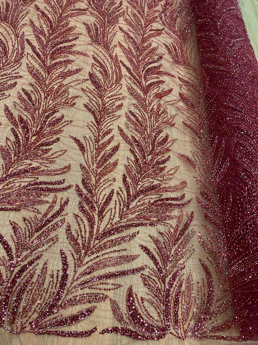 Broderie accesorizata cu paiete si margele grena, MODEL REKA