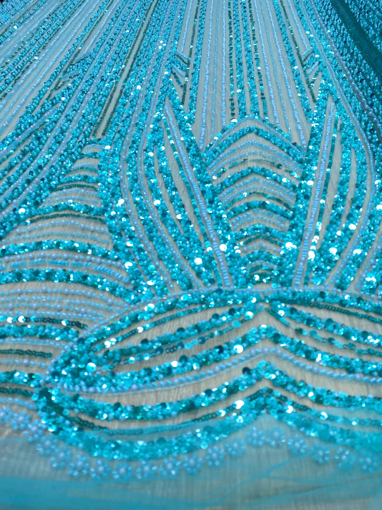 Broderie accesorizata cu paiete si margele blue mint , MODEL ZOE