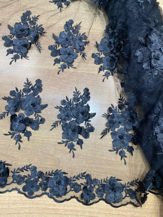 Broderie accesorizata cu paiete si margele, Negru - MODEL DORA