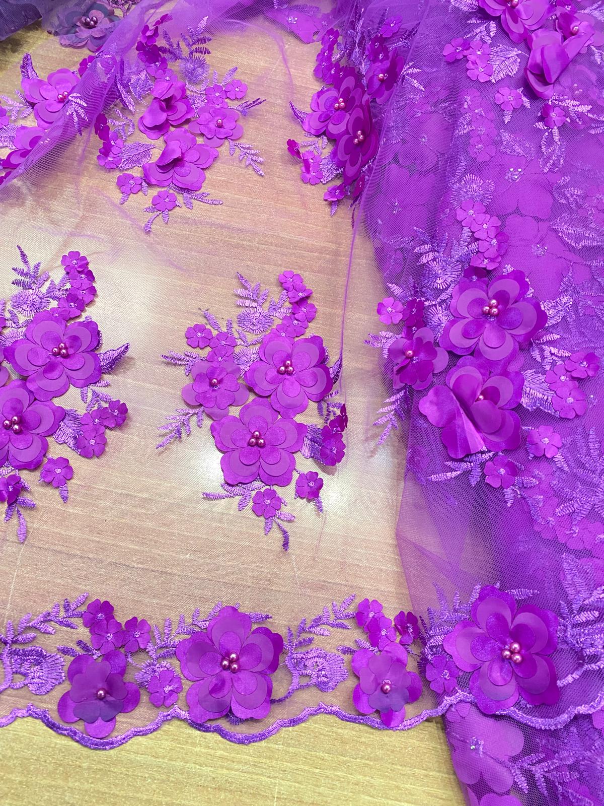 Broderie accesorizata cu paiete si margele, Mov deschis - MODEL DORA