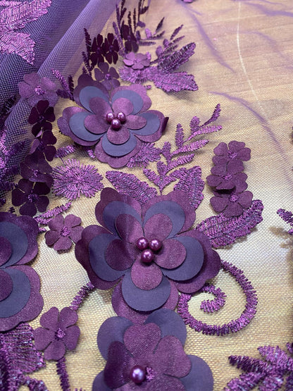 Broderie accesorizata cu paiete si margele, Mov - MODEL DORA