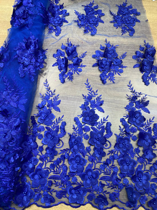 Broderie accesorizata cu paiete si margele, Albastru Royal - MODEL DORA