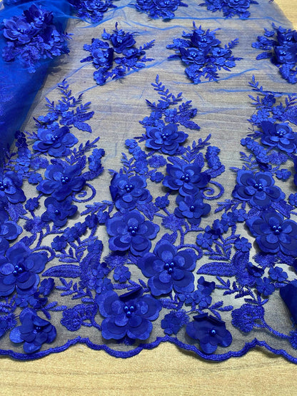 Broderie accesorizata cu paiete si margele, Albastru Royal - MODEL DORA