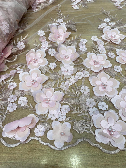 Broderie accesorizata cu paiete si margele, Roz deschis - MODEL DORA