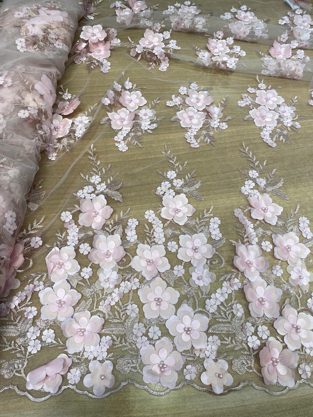 Broderie accesorizata cu paiete si margele, Roz deschis - MODEL DORA