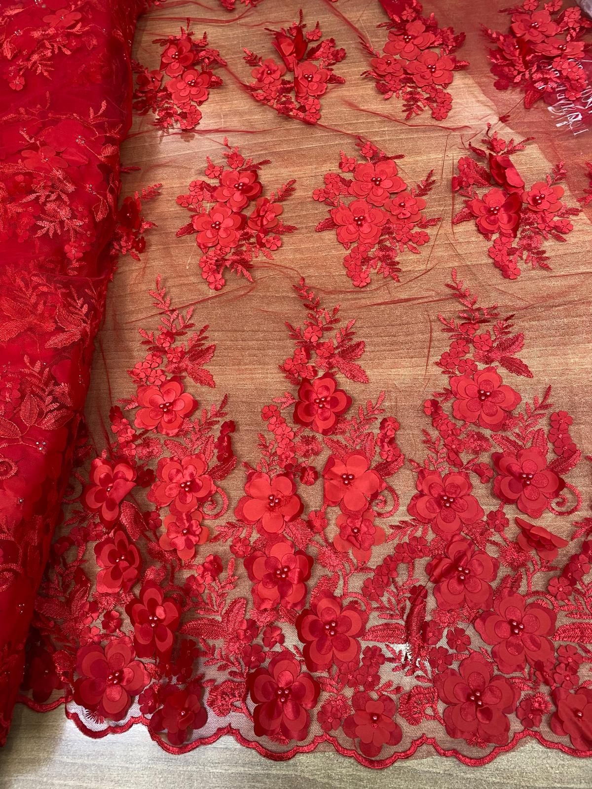 Broderie accesorizata cu paiete si margele, Rosu - MODEL DORA