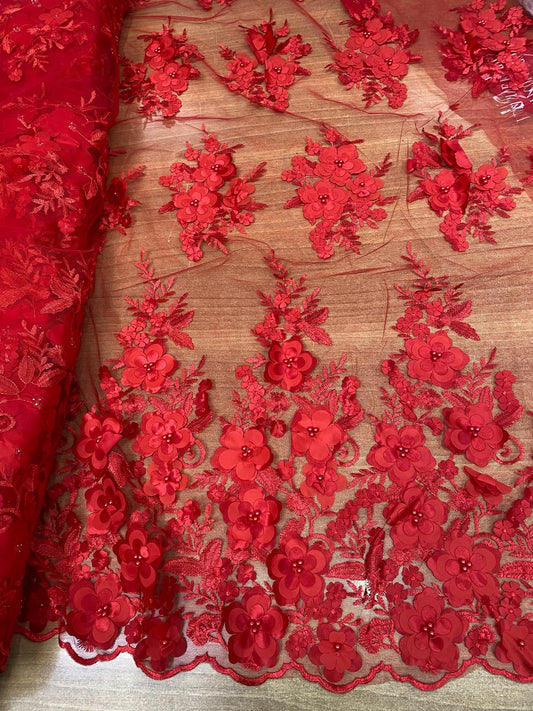 Broderie accesorizata cu paiete si margele, Rosu - MODEL DORA