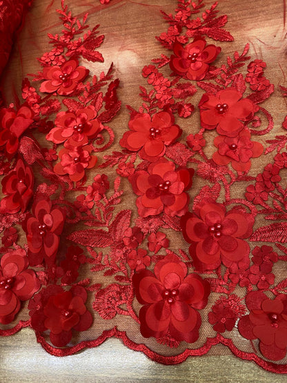 Broderie accesorizata cu paiete si margele, Rosu - MODEL DORA