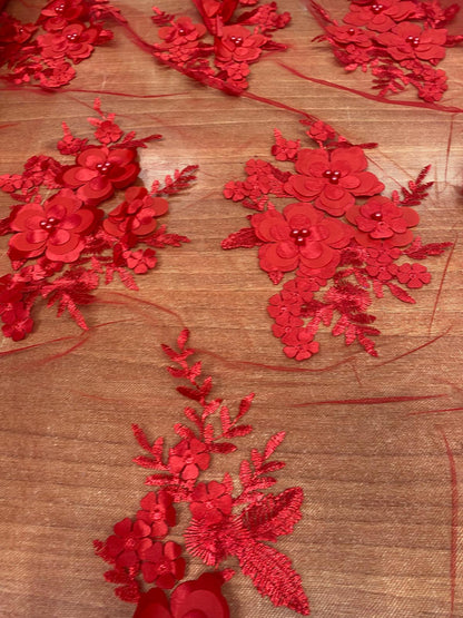 Broderie accesorizata cu paiete si margele, Rosu - MODEL DORA
