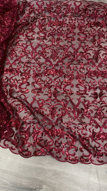 Broderie accesorizata cu paiete, Visiniu - MODEL LELIA