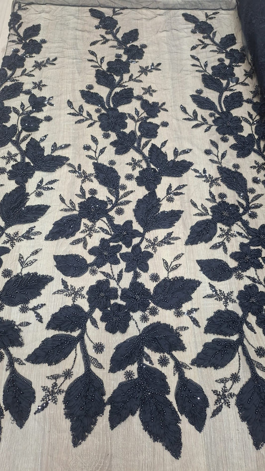 Broderie accesorizata cu paiete si margele . Negru - Model Ayana