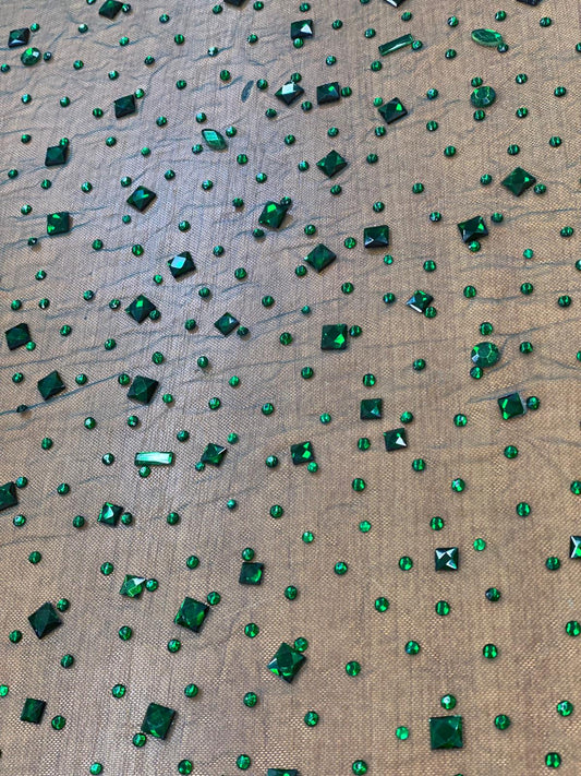 Tulle accesorizat cu pietre si cristale , Verde - MODEL SEDA