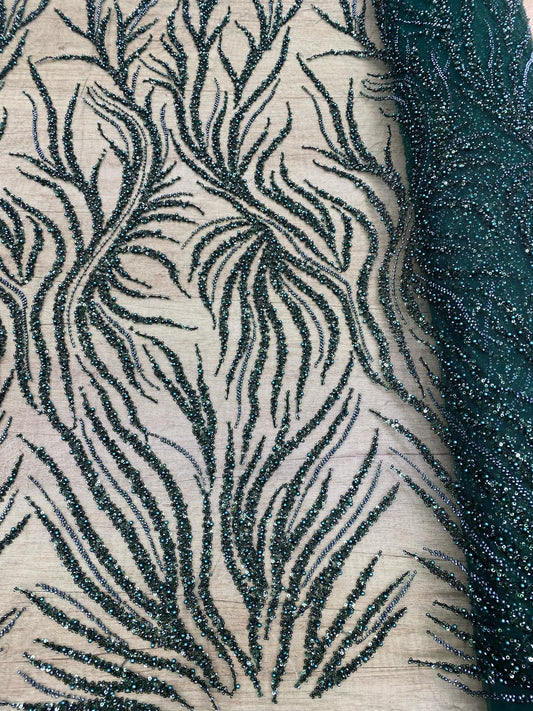 Broderie accesorizata cu paiete si margele, Verde - MODEL LARISA
