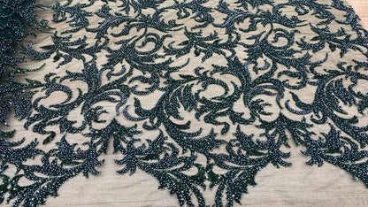 Broderie accesorizata cu paiete si margele, Verde - MODEL LORA