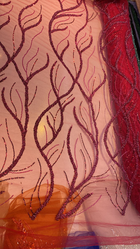Broderie accesorizata cu paiete si margele ,Roz Fuxia - MODEL ANY