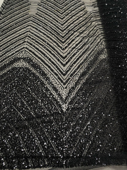 Broderie accesorizata cu paiete si margele, Negru - MODEL ELOISE