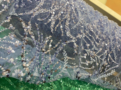 Broderie accesorizata cu paiete si margele , Turqoise - MODEL ELSIE