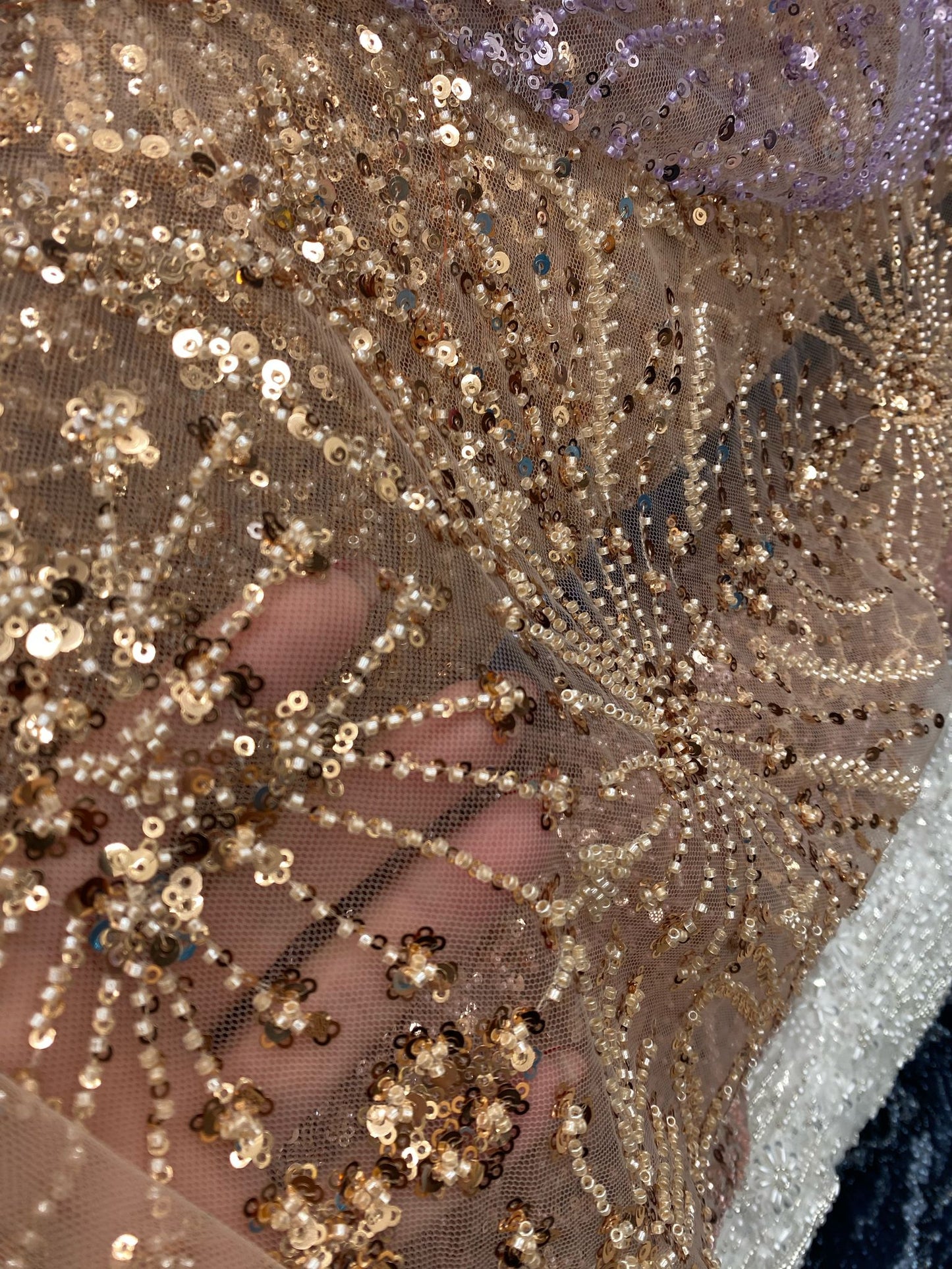 Broderie accesorizata cu paiete si margele , Turqoise - MODEL ELSIE